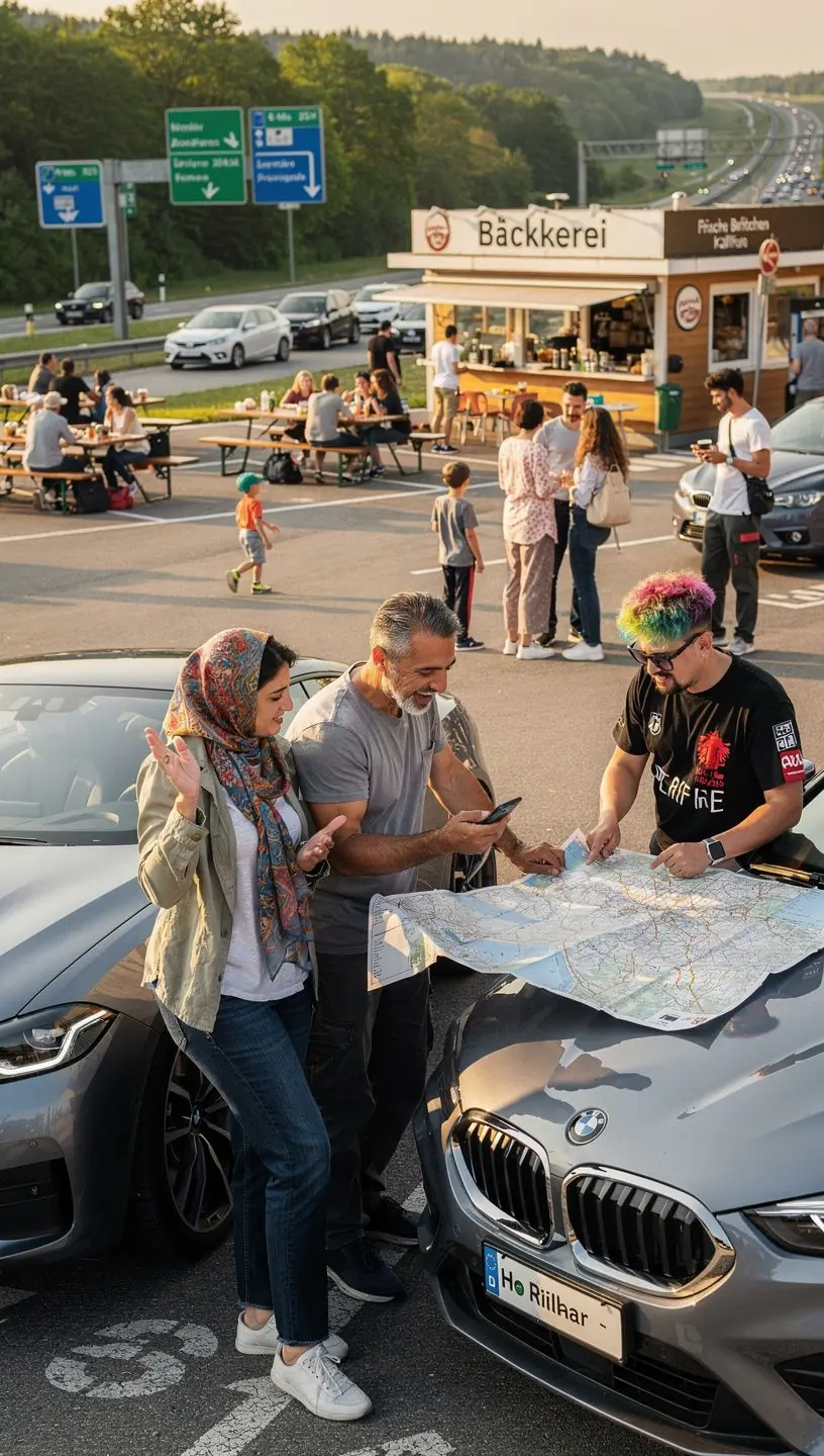 Interaktive Straßenkarte Deutschlands zeigt empfohlene Routen für flexible Tageskilometer und Sehenswürdigkeiten zum Zwischenstopp.